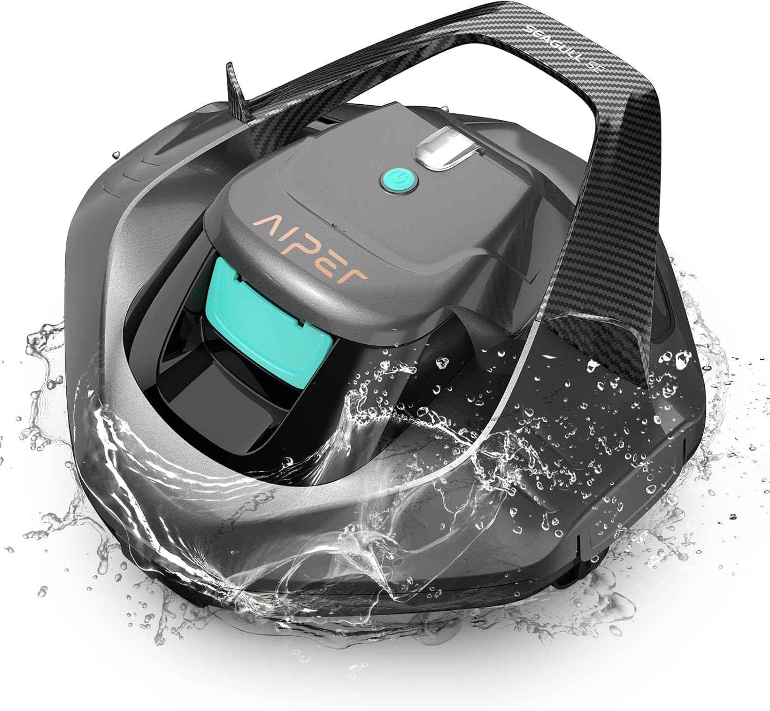 Robot limpiafondos de piscina en acción